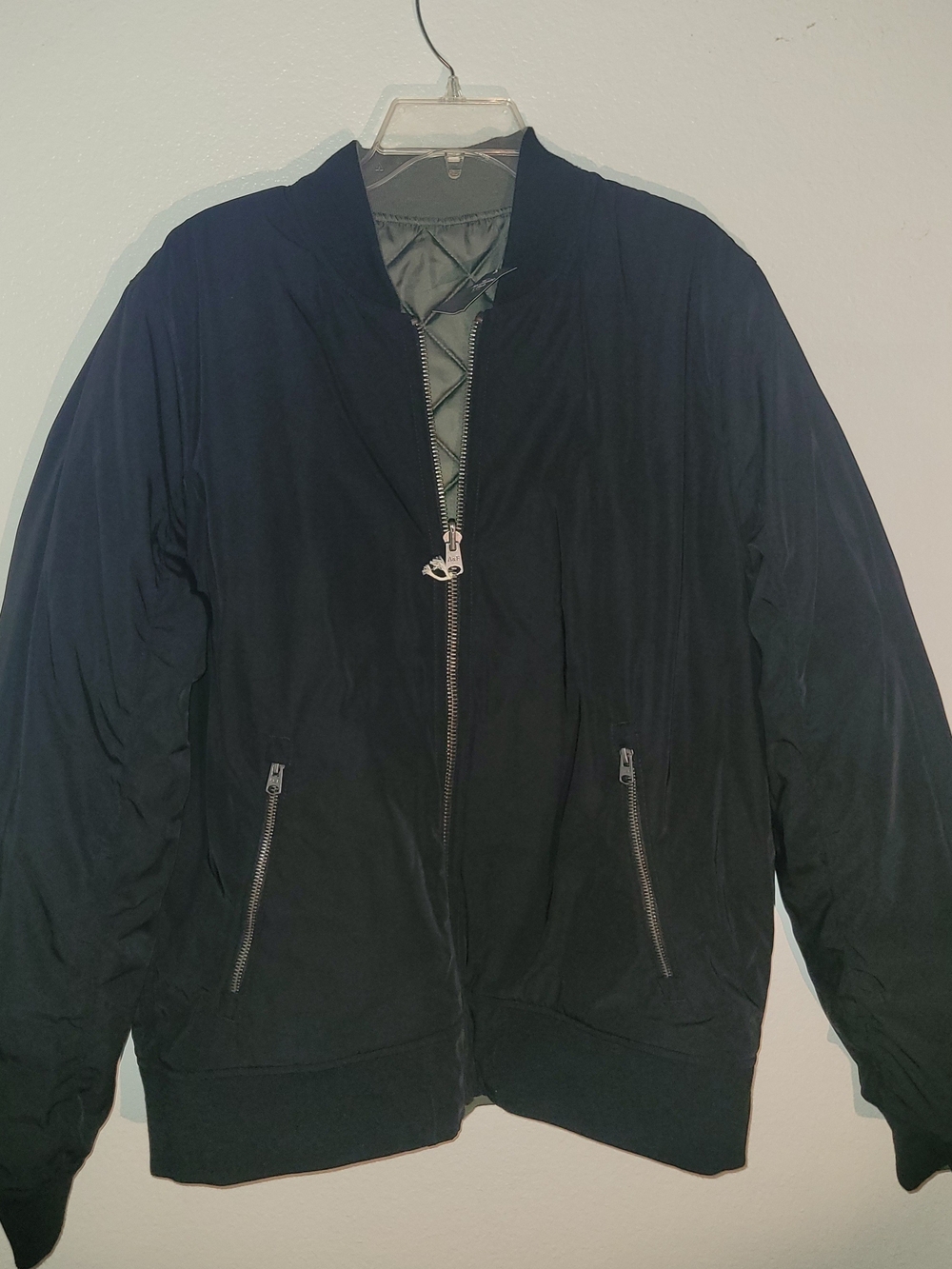 Men's Black Bomber Reversible Jacket - Classic Lightweight Zip-Up